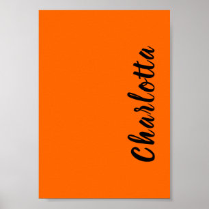 Neon Sunset Orange Solid Colour Custom Personalize Poster