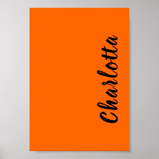 Neon Sunset Orange Solid Colour Custom Personalize Poster (Front)
