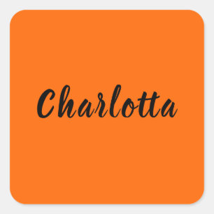 Neon Sunset Orange Solid Colour Custom Personalize Square Sticker
