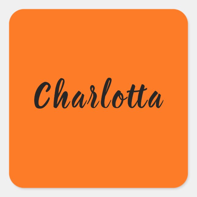 Neon Sunset Orange Solid Colour Custom Personalize Square Sticker (Front)