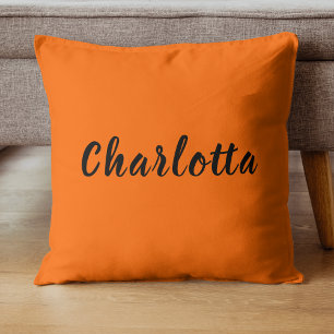 Neon Sunset Orange Solid Colour Custom Personalize Throw Pillow