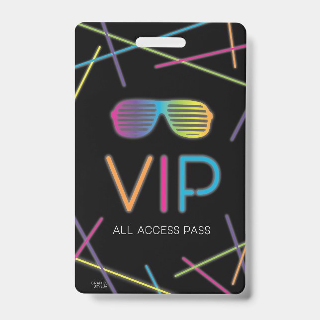 Neon Sweet 16 Birthday Glow Party VIP Badge (Front)