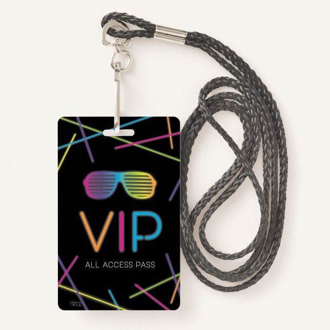 Neon Sweet 16 Birthday Glow Party VIP Badge (Front with Lanyard)