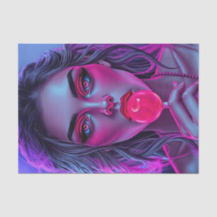 Neon Sweetheart – Woman with Lollipop Decoupage  Tissue Paper