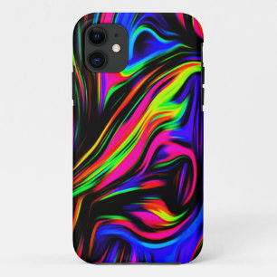 Neon Swirls Marbled Black Yellow Pink Blue iPhone 11 Case