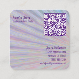 Neon Swoosh Design QR Code 7 Line Custom Square Business Card