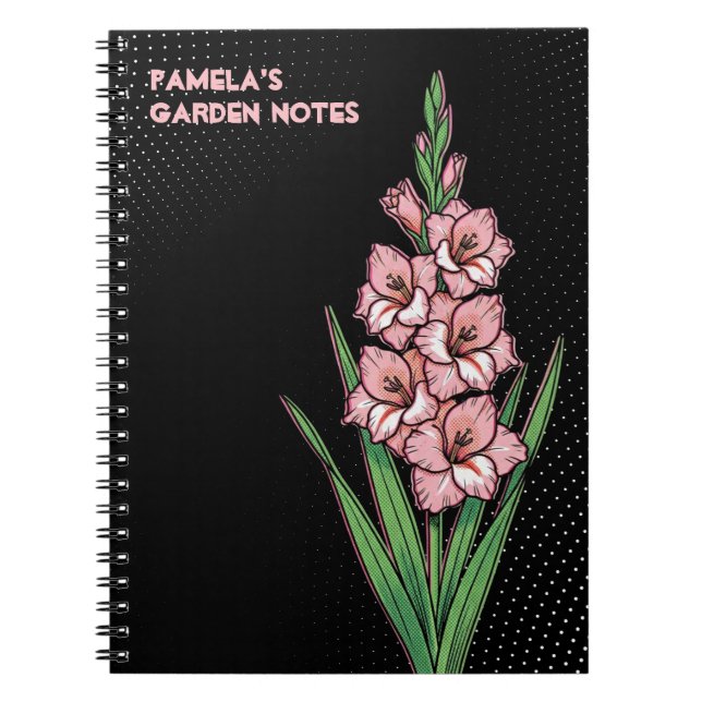 Neon Sword Pop Art Gladiolus Botanical Notebook (Front)