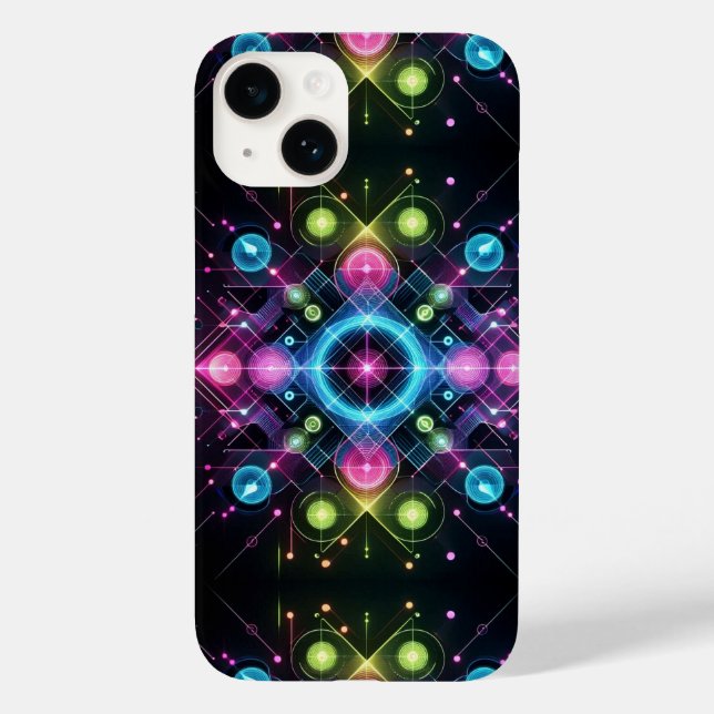 Neon Symmetry – Futuristic Geometric Glow Phone Ca Case-Mate iPhone Case (Back)