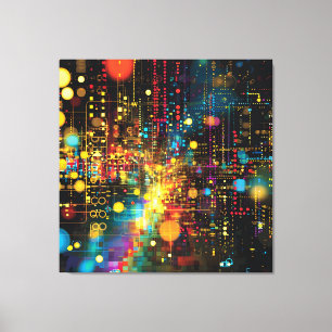 Neon Synthesis Canvas Print
