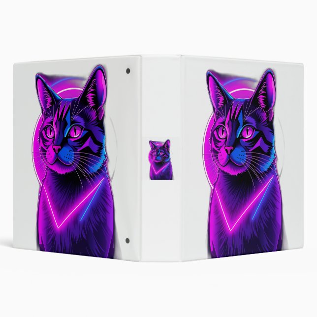 Neon Synthwave Cat Art Binder (Background)