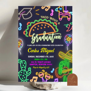 Neon Taco Parti Mexicain de Graduation Invitation