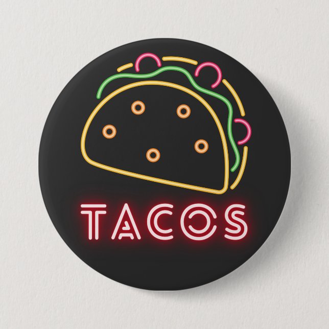 Neon Tacos Symbol  & Text Button  (Front)