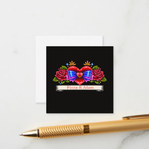 Neon Tattoo Style heart invite Love 