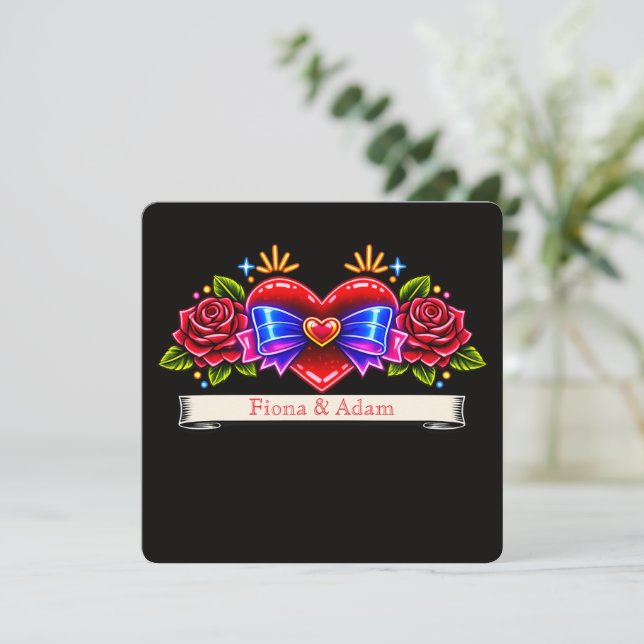 Neon Tattoo Style heart invite Love  (Standing Front)