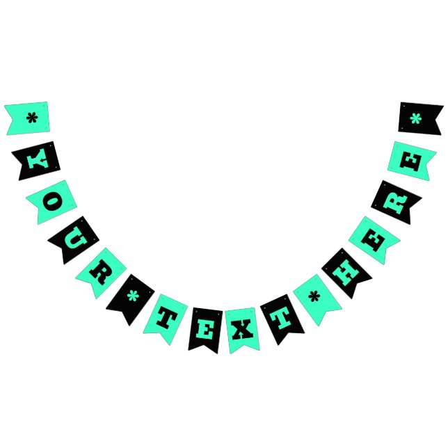 Neon Teal and Black Colour | Customize Bunting Fla Bunting Flags (All)