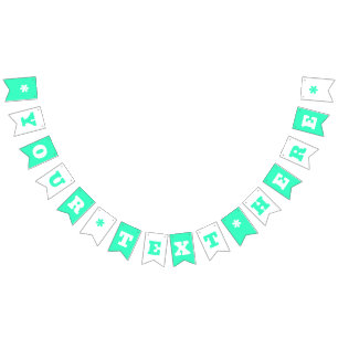 Neon Teal and White Colour Customize Bunting Flags