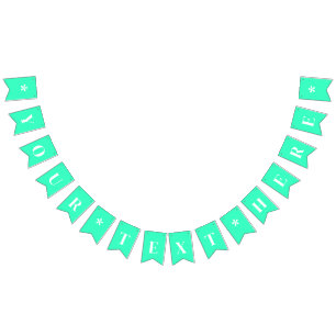 Neon Teal Solid Colour Custom Bunting Flags