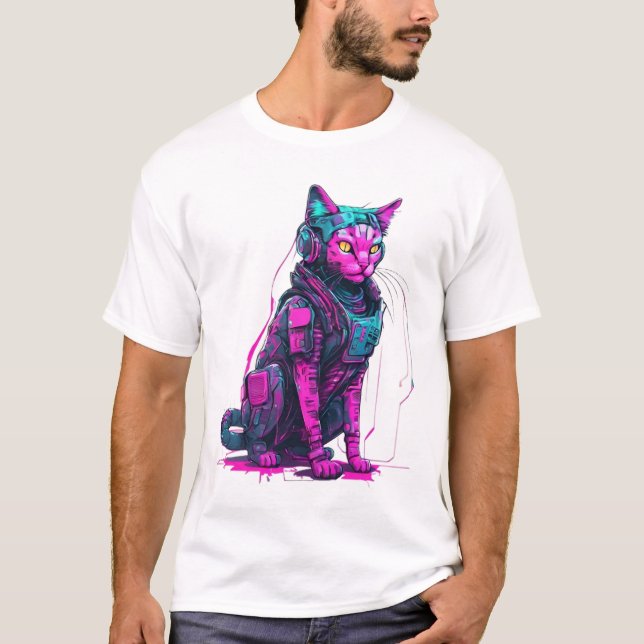 Neon Tech Cat T-Shirt (Front)