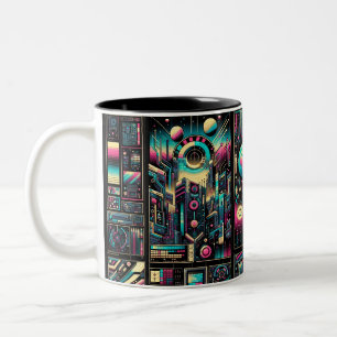 Neon Tech Odyssey Two-Tone Coffee Mug
