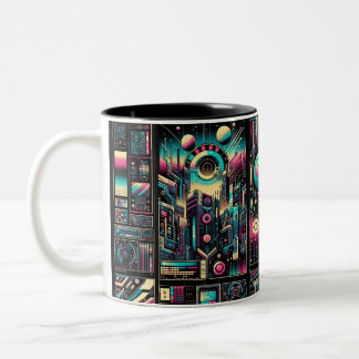 Neon Tech Odyssey Two-Tone Coffee Mug