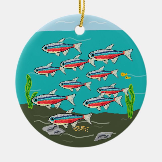 Neon Tetra Ceramic Ornament (Front)