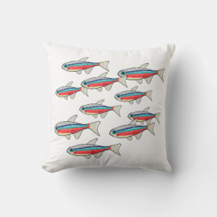 Neon Tetra Throw Pillow