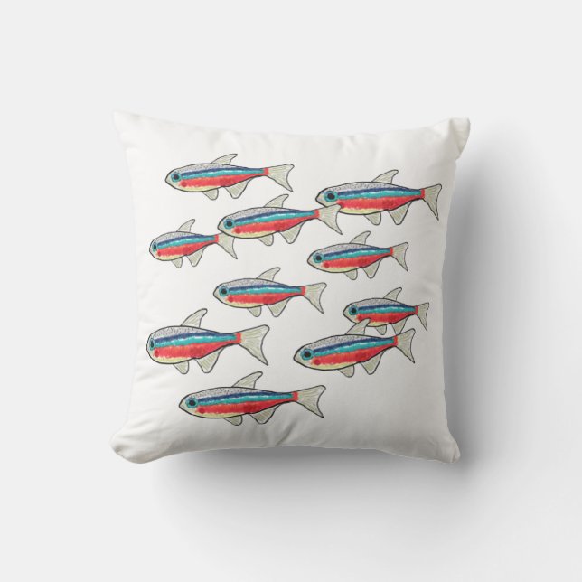 Neon Tetra Throw Pillow (Front)