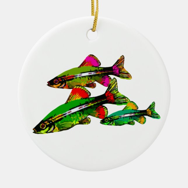 Neon Tetra Triplets Ceramic Ornament (Front)