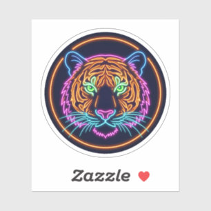Neon Tiger Face Glowing Wildlife Portrait