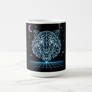 Neon Tiger Synthwave – Electric Striker Retro Coffee Mug