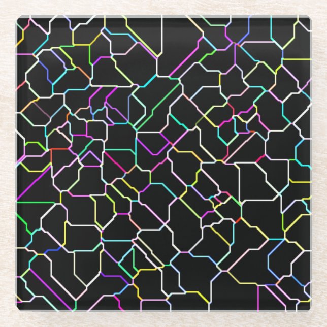 Neon Tilted Tile Glass Coaster (Front)