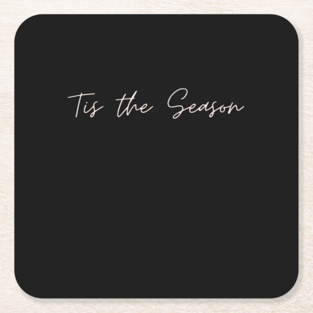 Neon Tis The Season Sign Square Paper Coaster (Front)