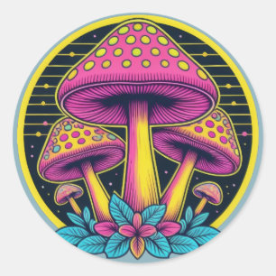Neon Toadstool Trio Classic Round Sticker