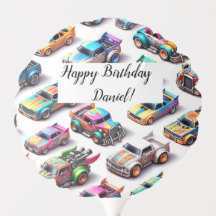 Neon Toy Car Birthday Balloon 
