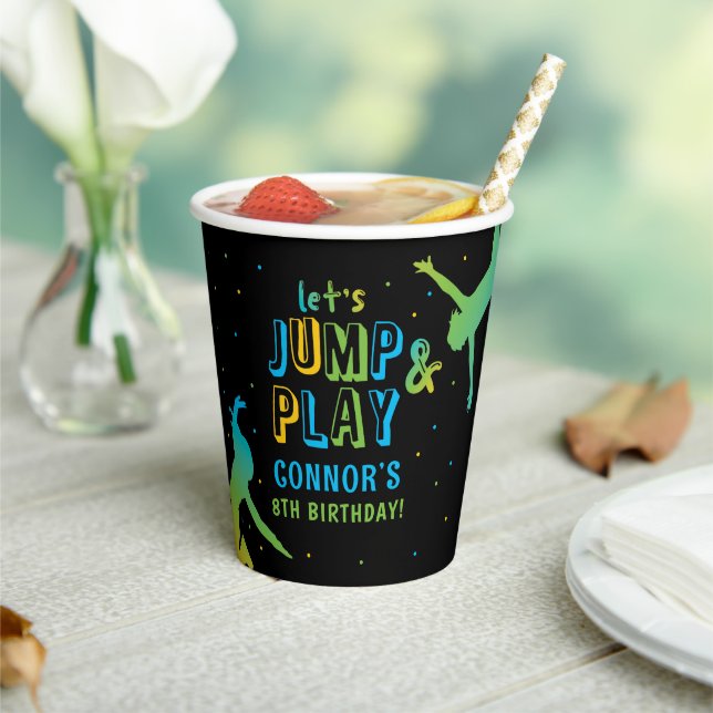 Neon Trampoline Park Boys Birthday Party Paper Cups (Insitu)