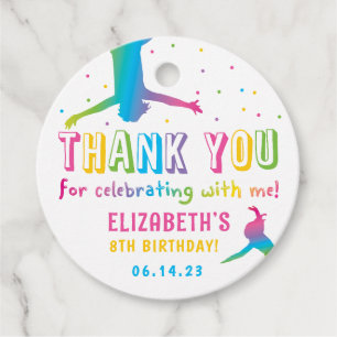 Neon Trampoline Park Girls Birthday Favour Tags