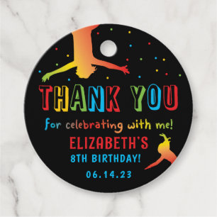 Neon Trampoline Park Kids Birthday Favour Tags