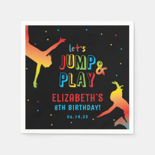 Neon Trampoline Park Kids Birthday Party Napkins