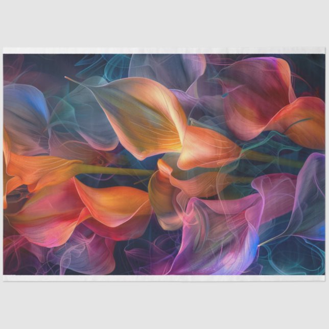 Neon Translucent Calla Lillie's Decoupage Tissue Paper (Front)