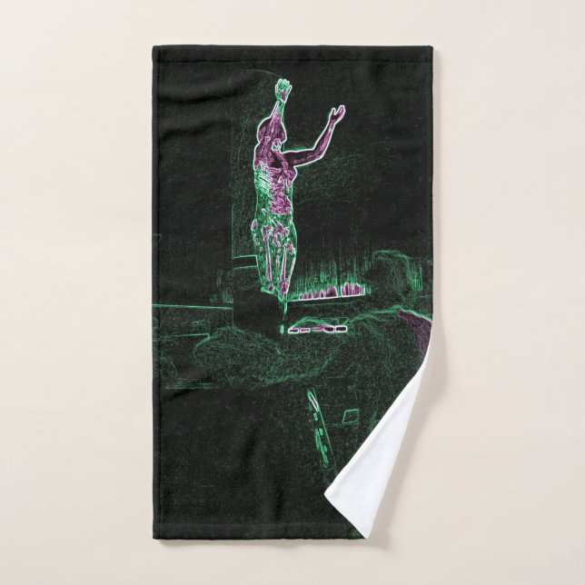 Neon Transparent Man Reaching For the Sky I AM MAN Hand Towel (Hand Towel)