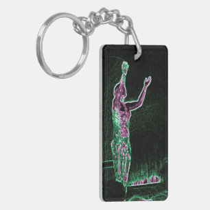 Neon Transparent Man Reaching For the Sky I AM MAN Keychain