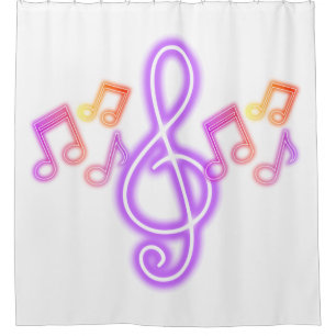 Neon Treble Clef Music Notes
