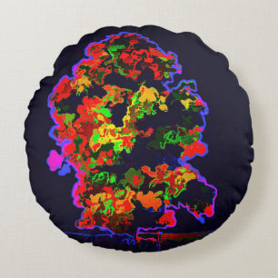 Neon Tree Explosion Round Pillow
