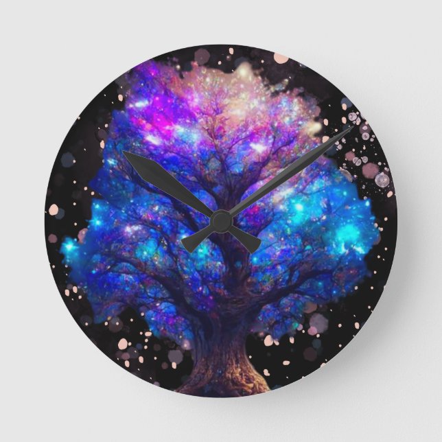 neon tree of life  round clock (Front)