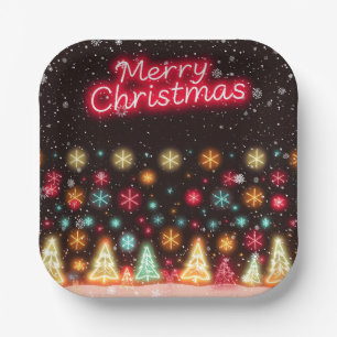 Neon Trendy Christmas Holiday Collection Paper Plate