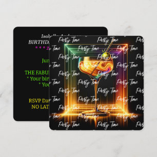 Neon Trendy Party Time Personalized Invitation