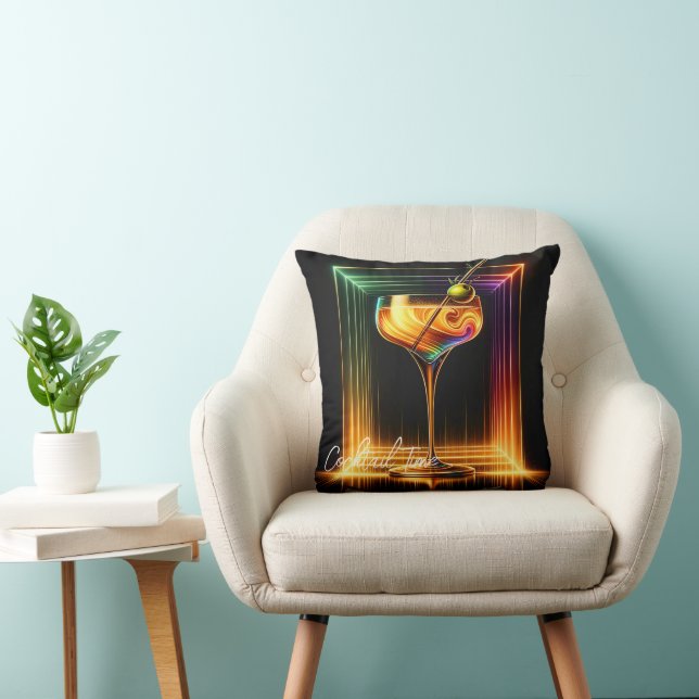 Neon Trendy Party Time Personalized Throw Pillow (Chair)