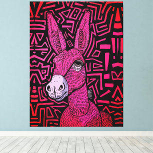 Neon Tribal Donkey – Bold and Psychedelic Wall Art