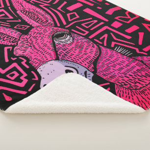 Neon Tribal Donkey – Bold and Psychedelic Wall Art Sherpa Blanket