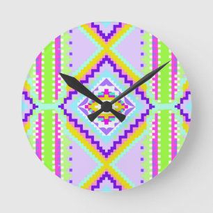 Neon Tribal Dreams Kaleidoscope Round Clock